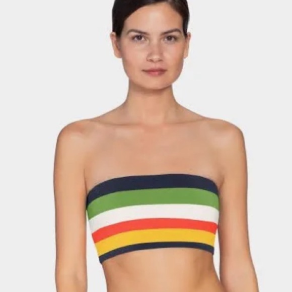 Robin Piccone Swim Colorblock Casey Bandeau Bikini Top navy multi - Picture 2 of 8